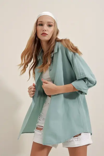 Bigdart 3900 Oversized LONG Basic Shirt - Water Green