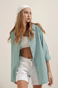 Bigdart 3900 Oversized LONG Basic Shirt - Water Green - Image 4