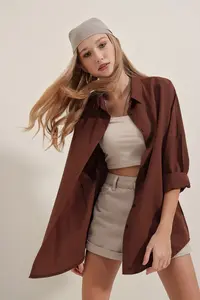Bigdart 3900 Oversize Long Basic Shirt Pack of Two - White And Brown - Image 2
