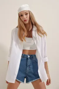 Bigdart 3900 Oversized LONG Basic Shirt - WHITE