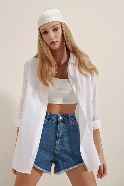 Bigdart 3900 Oversized LONG Basic Shirt - WHITE