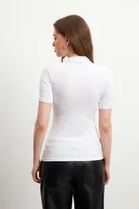Bipantolon Women's 3 Pack Black Bitter Brown White Short Sleeve Blouse - Image 7