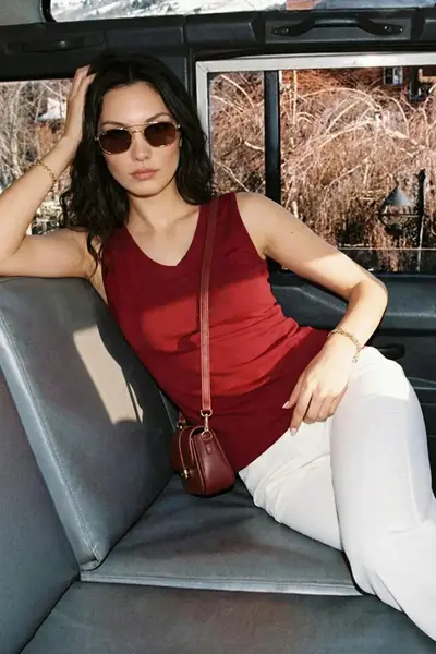 Lela Thick Sleeveless V-neck Blouse Blouse