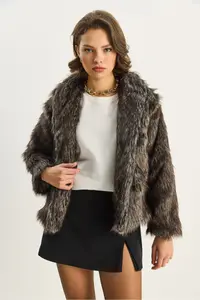 Bianco Lucci Women Premium Faux Fur Jacket - Image 3