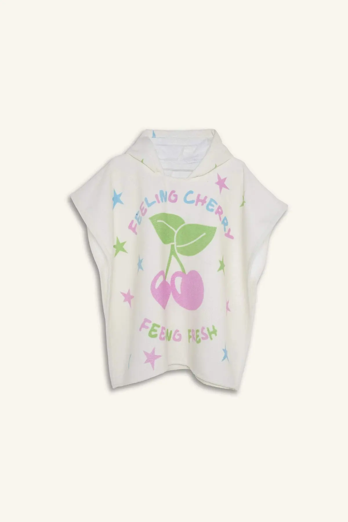 DeFacto  Beige Printed Cotton Beige Poncho Towel Girl Child