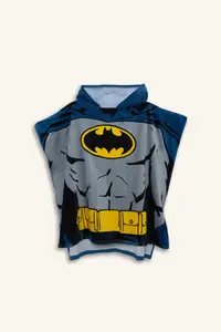 DeFacto  Navy Blue Batman Patterned Cotton Poncho Towel for Boy