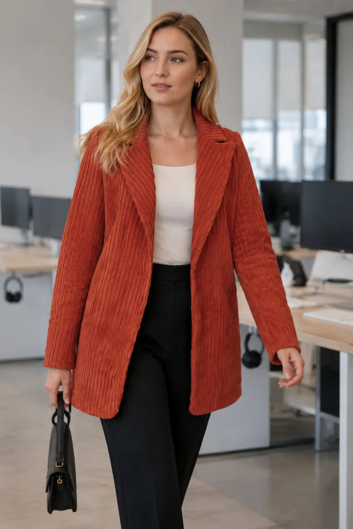 armonika Women's Dark Tile Single Button Velvet Jacket