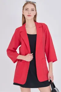 armonika Women Red with pocket Oversized Jacket - Image 3