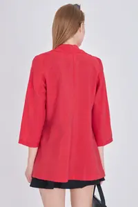 armonika Women Red with pocket Oversized Jacket - Image 5