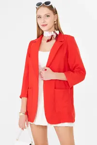 armonika Women Red with pocket Oversized Jacket - Image 3