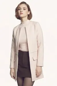 armonika Women's Light Beige Long Jacket with Stitched Waist - Image 2