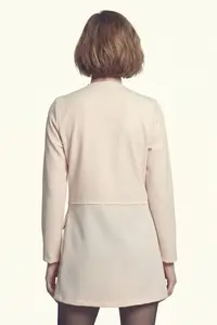 armonika Women's Light Beige Long Jacket with Stitched Waist - Image 3