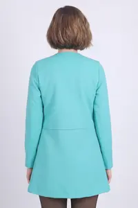 armonika Women's Turquoise Waist Stitched Long Jacket - Image 3