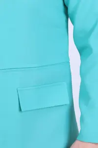 armonika Women's Turquoise Waist Stitched Long Jacket - Image 4