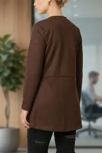 armonika Women Brown Beli stitched LONG Jacket - Image 3