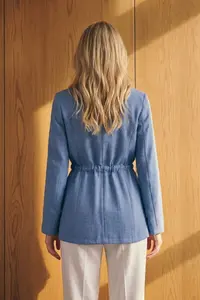 armonika Women's Blue Drawstring Waist Oversize Jacket - Image 2
