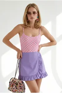 Olalook Women's Polka Dot Pink Strappy Bodysuit with Six Snaps - Image 4