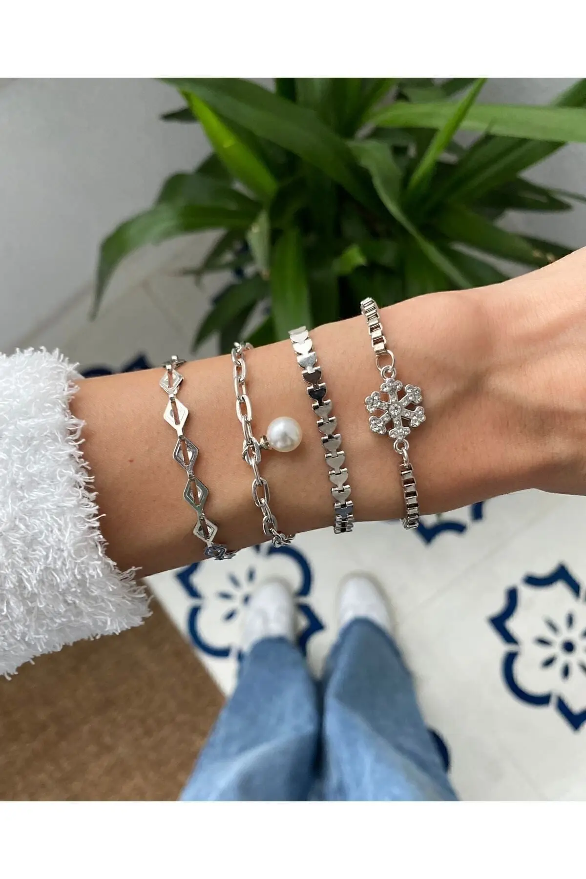 MagicStone Kar Tanesi Silver 4 Sets Kombin Bracelet