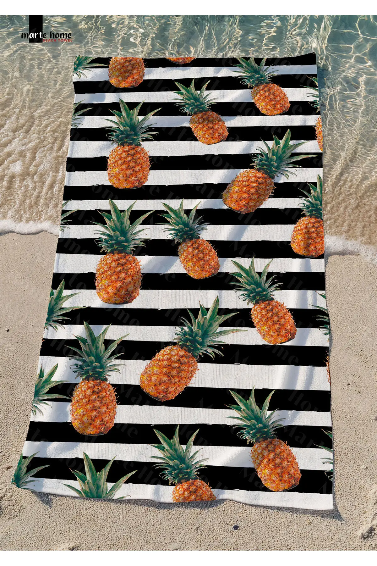 Marte Home Pineapple Stripe Printed Beach Towel