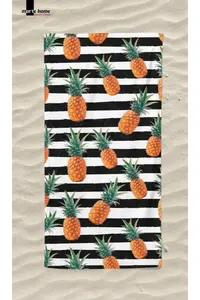 Marte Home Pineapple Stripe Printed Beach Towel - Image 3