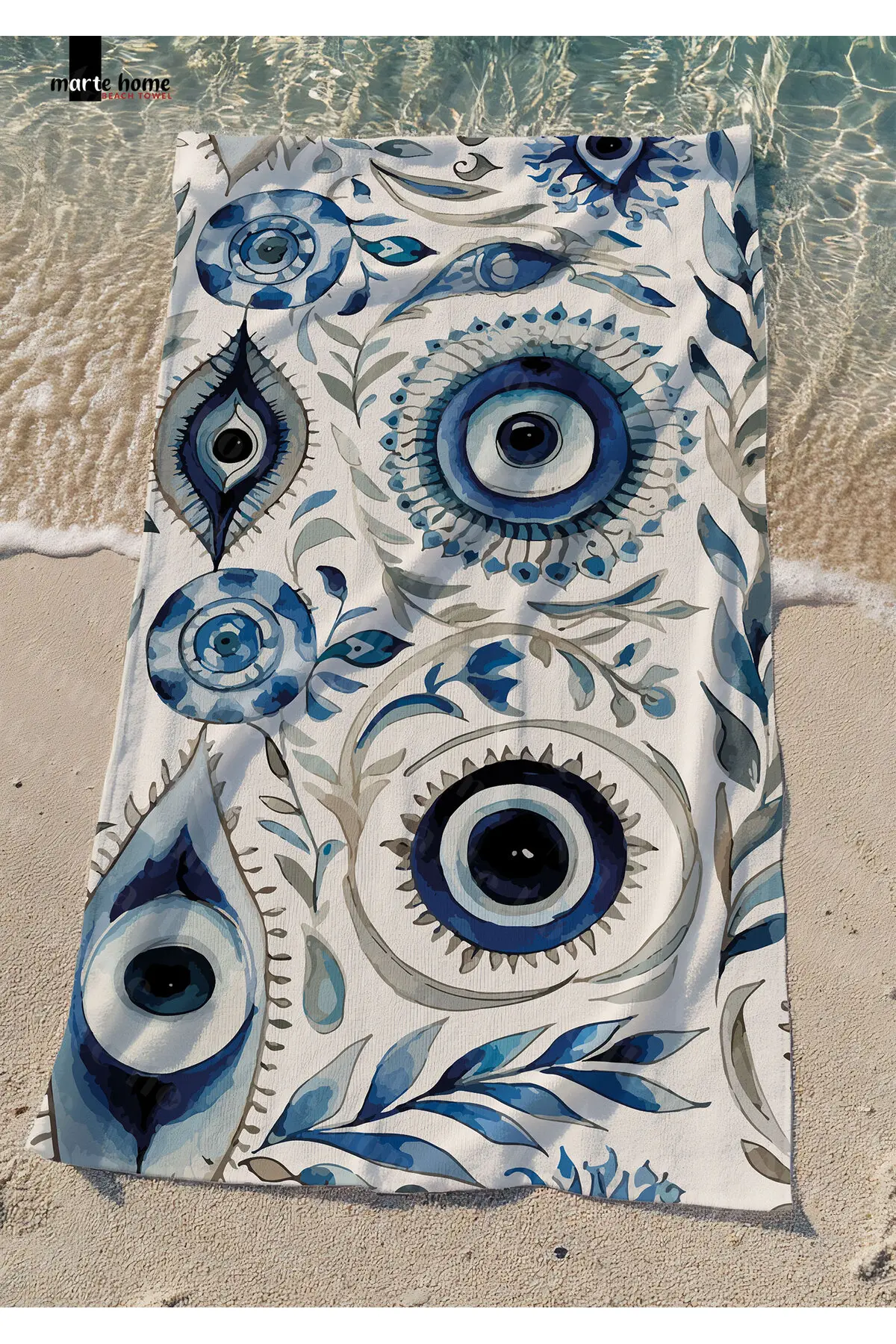 Marte Home EVIL EYES - EYE BEAD PRINTED  BEACH TOWEL
