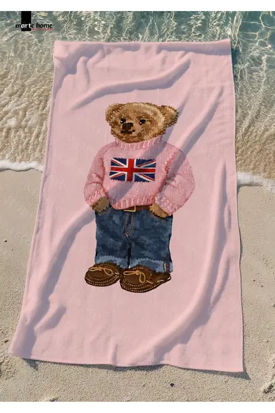 Marte Home TEDDY BEAR COLORED PRINTED BEACH TOWEL - 75x150 CM