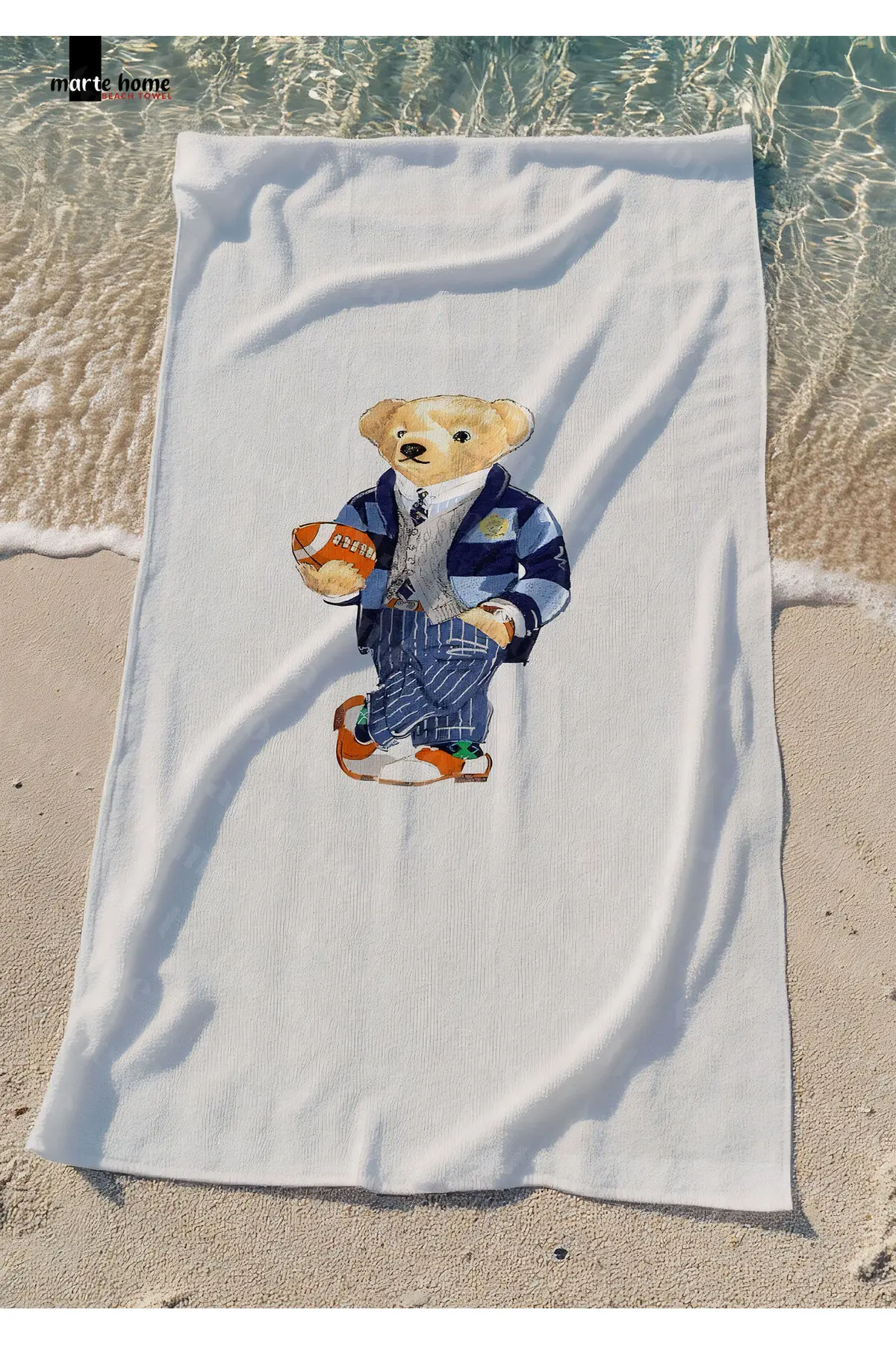 Marte Home TEDDY BEAR  COLORED PRINTED BEACH TOWEL - 75x150 CM