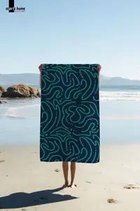 Marte Home Green Doodle - Printed Beach Towel - Image 2