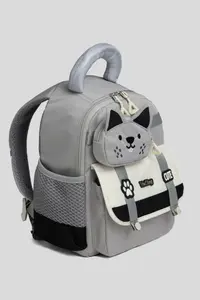 VEIBAG  4 Compartment Kindergarten Bag with Cat Detail - Water Bottle Pocket and Comfortable Design - Gray - Image 2