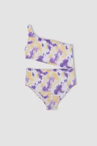DeFacto Girls' Tek Omuzlu Patterned Swimsuit