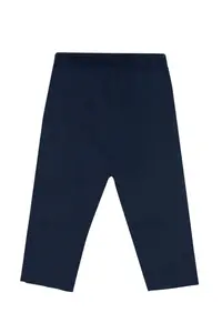 Denokids Rabbit Appliqued Girl's Pink Navy Blue Summer T-shirt Tunic Tights Set - Image 7