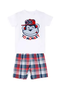 Denokids Monkey Plaid Boys' T-Shirt Shorts Set - Image 3