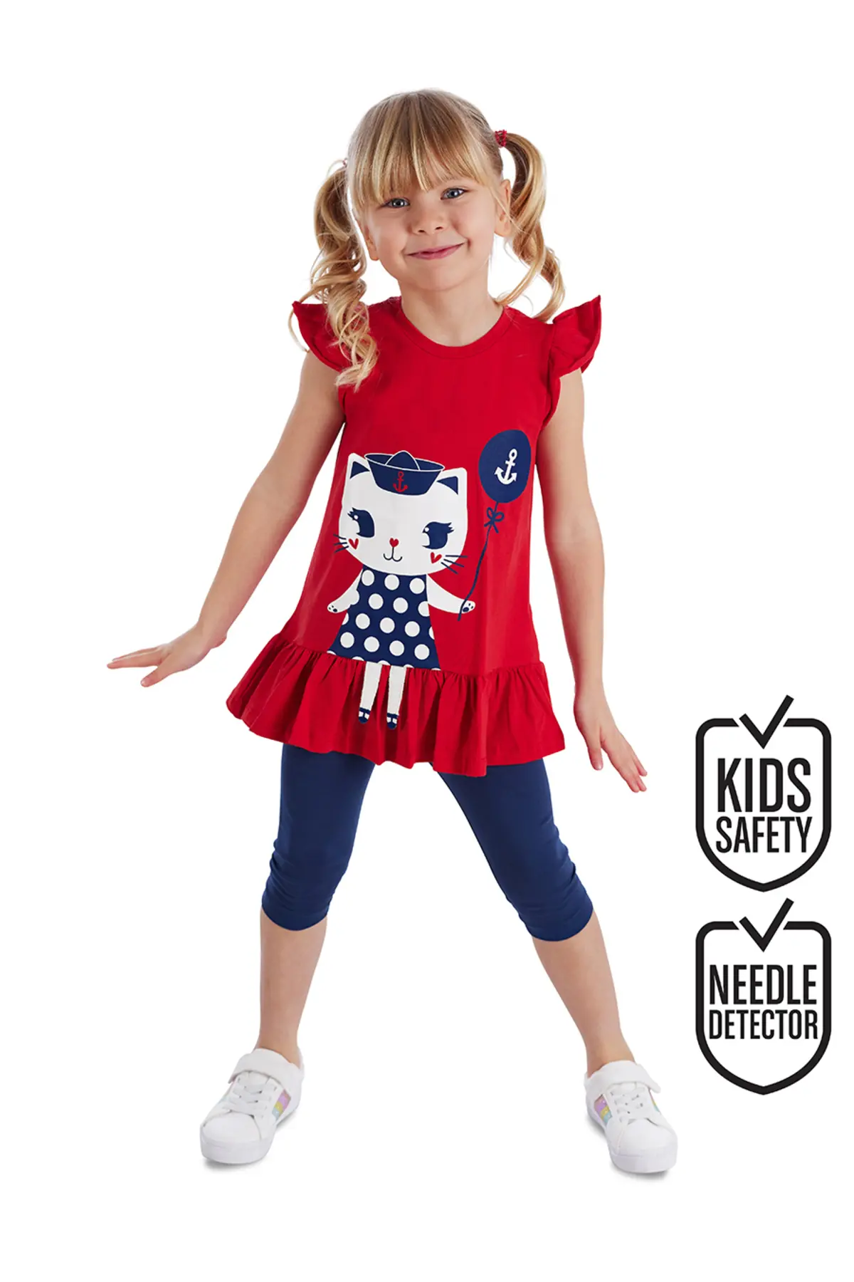 Denokids Denizci Kedi Girls' Tunic Leggings Set