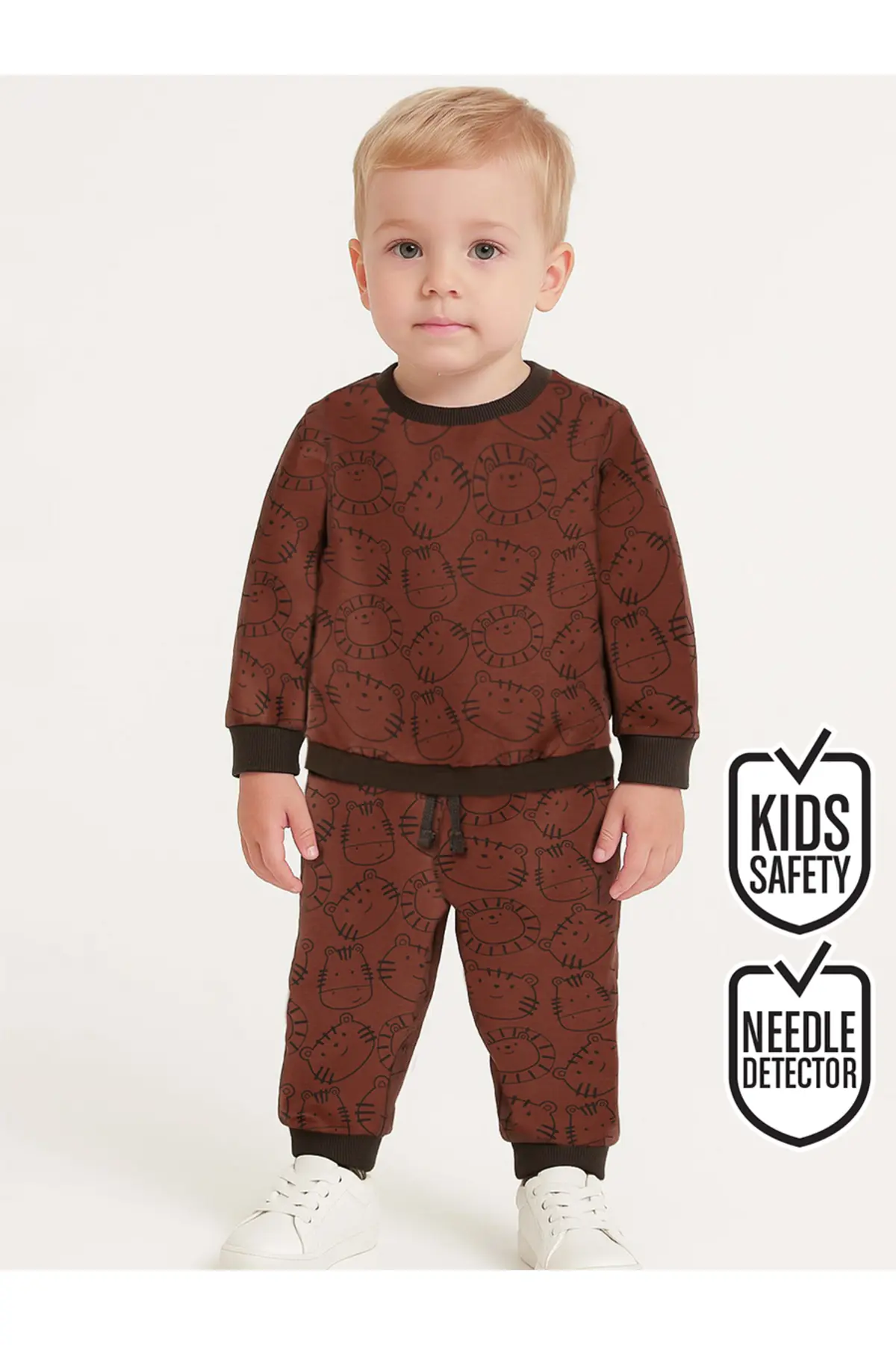 Denokids Hayvanlar Baby Size Brown Tracksuit Set