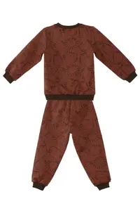 Denokids Hayvanlar Baby Size Brown Tracksuit Set - Image 2