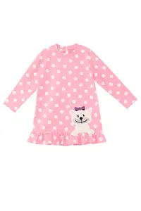 Denokids Teddy Bear Baby Girl Polka Dot Pink Dress - Image 3