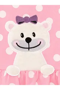 Denokids Teddy Bear Baby Girl Polka Dot Pink Dress - Image 6