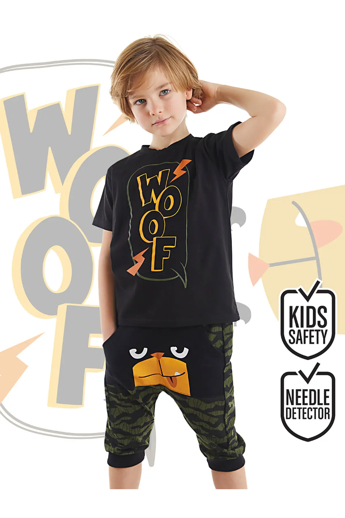 Denokids Woof Boys' T-Shirt Capri Shorts Set