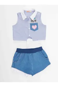 Denokids Raccoon Girl Shirt DENIM Shorts Set - Image 3