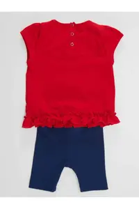 Denokids Red Tilki Baby Girl Tunic Leggings Set - Image 4