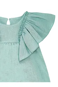 Denokids Floral Baby Girl Kid Green Muslin Ruffle Summer Dress - Image 6