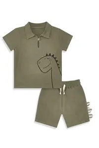 Denokids Dino Baby Boy Kid Summer Muslin Shorts Shirt Set - Image 4