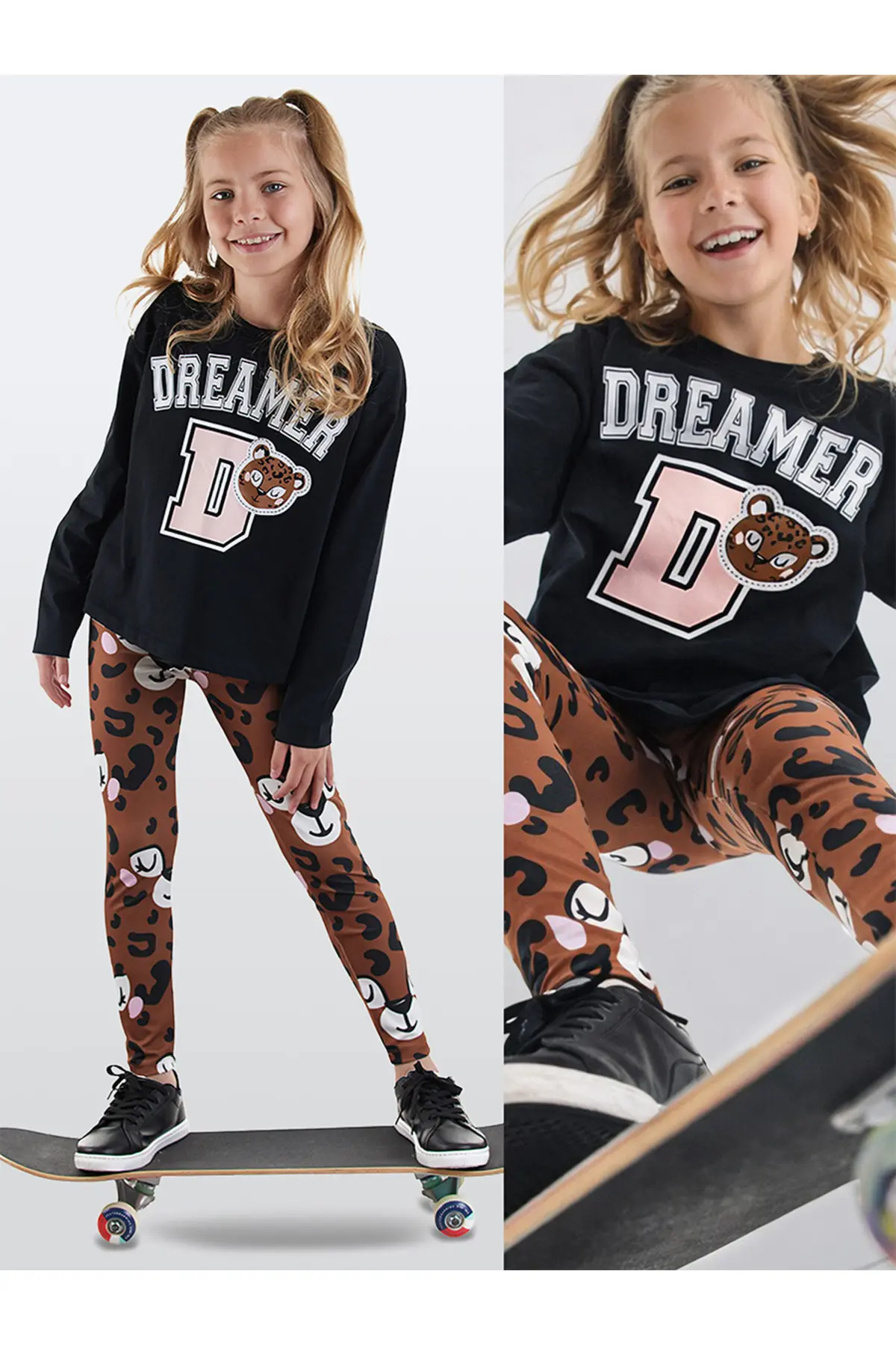 Denokids Leopard Girls' T-Shirt Leggings Set