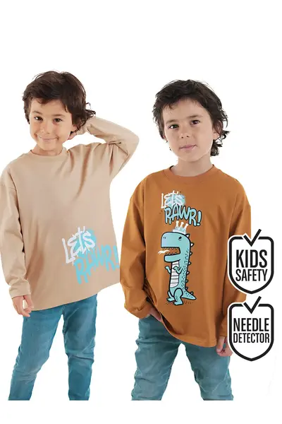 Denokids Let's Rawr Boys' 2 Sets Paket T-Shirt