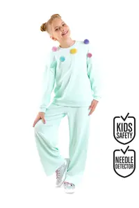 Denokids Girls' with pompom MINT Tracksuit