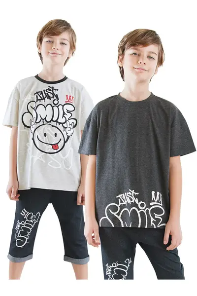 Denokids Just Smile Boys' 2 Sets Paket T-Shirt