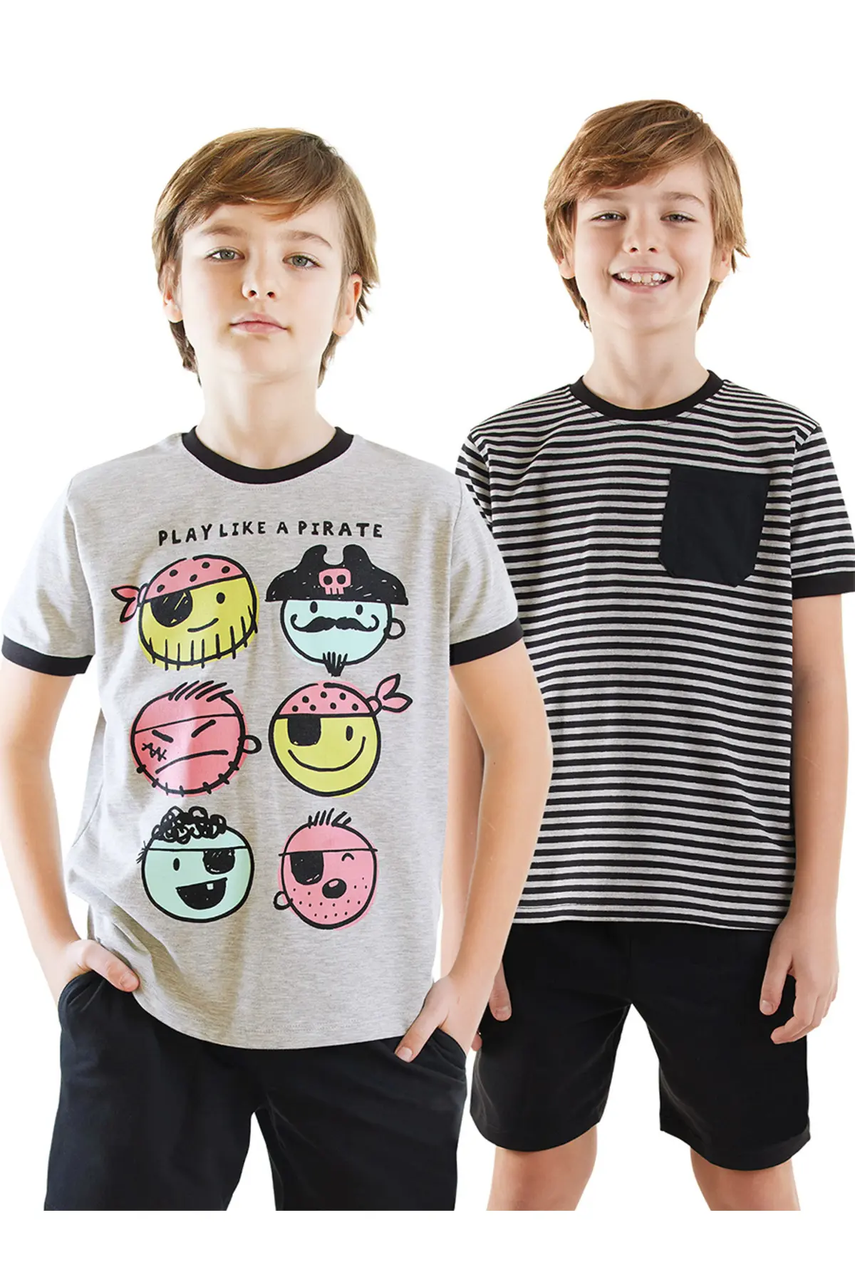 Denokids Pirate Boys' 2 Sets Paket T-Shirt