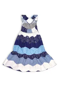 Denokids Girl's Festive Long Dress 100% Cotton Poplin Navy Blue White Spring Summer Season 5-10 Years - Image 5