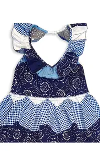 Denokids Girl's Festive Long Dress 100% Cotton Poplin Navy Blue White Spring Summer Season 5-10 Years - Image 6