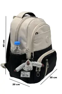 ÇantaExpress Suay Durable first School Bag Set of 3 Unisex Children primary school Bag 8010 Beige-black - Image 3